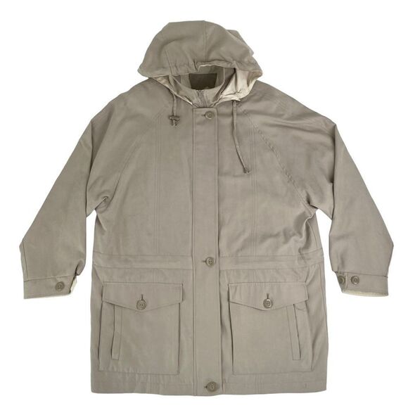 Womens London Fog Parka Hooded Coat Full Zip Size M - Picture 1 of 6